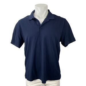 John Lewis Men's Navy Blue Short Sleeve Knit Golf Casual Polo Shirt Top Size L